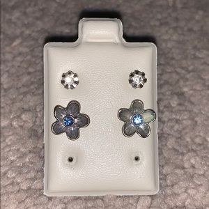 Blue Stone Flower Studs
